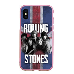 Чехол iPhone XS Max матовый Rolling Stones - Great britain, цвет: 3D-розовый