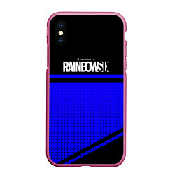 Чехол iPhone XS Max матовый Tom Clancys rainbow six geometry, цвет: 3D-малиновый