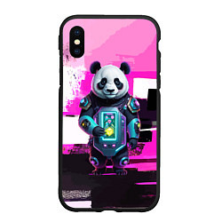 Чехол iPhone XS Max матовый Funny panda - cyberpunk