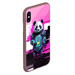 Чехол iPhone XS Max матовый Funny panda - cyberpunk, цвет: 3D-коричневый — фото 2
