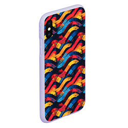 Чехол iPhone XS Max матовый Разноцветные полосы волны, цвет: 3D-светло-сиреневый — фото 2