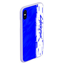 Чехол iPhone XS Max матовый Cyberpunk 2077 blue найтсити, цвет: 3D-светло-сиреневый — фото 2