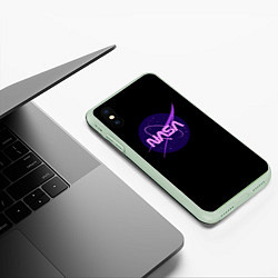 Чехол iPhone XS Max матовый NASA neon space, цвет: 3D-салатовый — фото 2