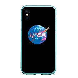 Чехол iPhone XS Max матовый NASA true space star, цвет: 3D-мятный