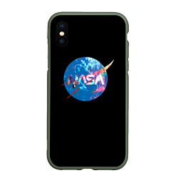 Чехол iPhone XS Max матовый NASA true space star, цвет: 3D-темно-зеленый