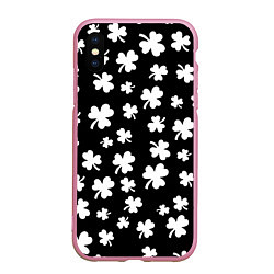 Чехол iPhone XS Max матовый Black clover pattern anime, цвет: 3D-розовый