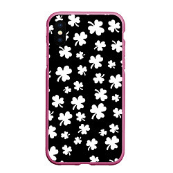 Чехол iPhone XS Max матовый Black clover pattern anime, цвет: 3D-малиновый