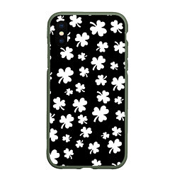 Чехол iPhone XS Max матовый Black clover pattern anime, цвет: 3D-темно-зеленый