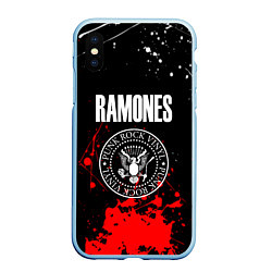 Чехол iPhone XS Max матовый Ramones краски метал группа, цвет: 3D-голубой