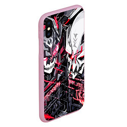 Чехол iPhone XS Max матовый Два черепа и красные полосы, цвет: 3D-розовый — фото 2