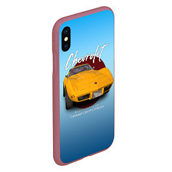 Чехол iPhone XS Max матовый Американский маслкар Chevrolet Corvette, цвет: 3D-малиновый — фото 2