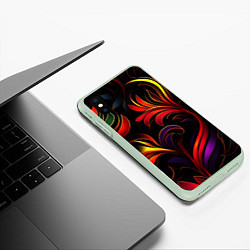 Чехол iPhone XS Max матовый Паттерн русские узоры, цвет: 3D-салатовый — фото 2