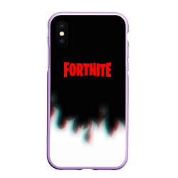 Чехол iPhone XS Max матовый Fortnite flame glitch