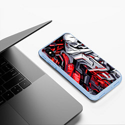 Чехол iPhone XS Max матовый Демонические кибер черепа, цвет: 3D-голубой — фото 2