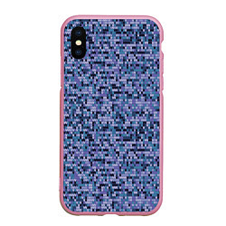 Чехол iPhone XS Max матовый Синий узор вязанного трикотажного полотна