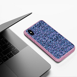 Чехол iPhone XS Max матовый Синий узор вязанного трикотажного полотна, цвет: 3D-розовый — фото 2