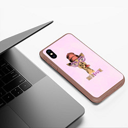 Чехол iPhone XS Max матовый Гламурный жираф, цвет: 3D-коричневый — фото 2