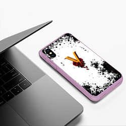 Чехол iPhone XS Max матовый Cyberpunk 2077 группировка Валентинос, цвет: 3D-сиреневый — фото 2