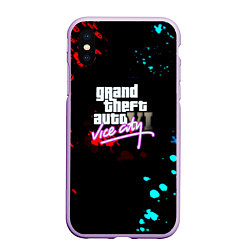 Чехол iPhone XS Max матовый GTA vice city неоновые краски вайсити, цвет: 3D-сиреневый