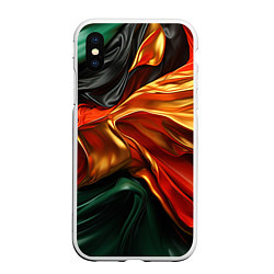 Чехол iPhone XS Max матовый Оранжевая и зеленый абстракция, цвет: 3D-белый