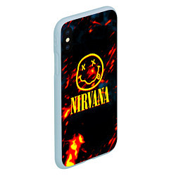 Чехол iPhone XS Max матовый Nirvana rock огненное лого лава, цвет: 3D-голубой — фото 2