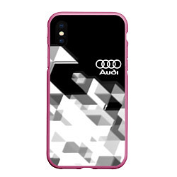 Чехол iPhone XS Max матовый AUDI geometry sport, цвет: 3D-малиновый