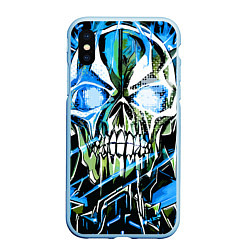Чехол iPhone XS Max матовый Синий адский череп, цвет: 3D-голубой