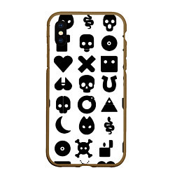 Чехол iPhone XS Max матовый Love death robots pattern white
