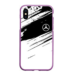 Чехол iPhone XS Max матовый Mercedes benz краски чернобелая геометрия, цвет: 3D-фиолетовый