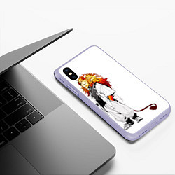 Чехол iPhone XS Max матовый Лев в стиле аниме, цвет: 3D-светло-сиреневый — фото 2