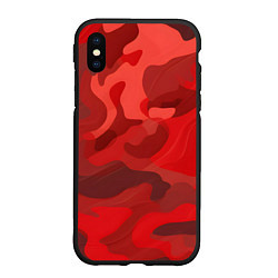 Чехол iPhone XS Max матовый Красный камуфляж крупный, цвет: 3D-черный