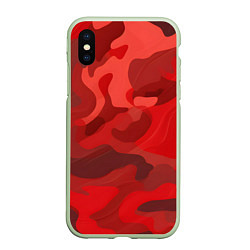 Чехол iPhone XS Max матовый Красный камуфляж крупный