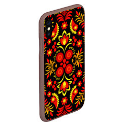 Чехол iPhone XS Max матовый Хохломской народный орнамент - Россия, цвет: 3D-коричневый — фото 2