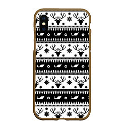 Чехол iPhone XS Max матовый Новогодний свитер с оленями