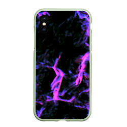 Чехол iPhone XS Max матовый Неоновая текстура разрывы текстура