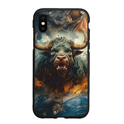 Чехол iPhone XS Max матовый Дикий бык