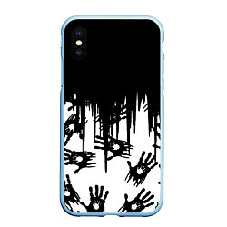 Чехол iPhone XS Max матовый Death Stranding отпечатки рук, цвет: 3D-голубой