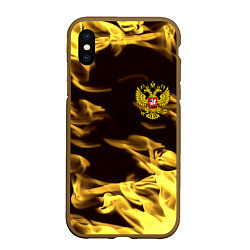 Чехол iPhone XS Max матовый Имперская Россия желтый огонь