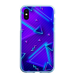 Чехол iPhone XS Max матовый Neon Pattern colored, цвет: 3D-голубой