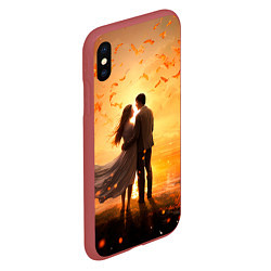 Чехол iPhone XS Max матовый Влюбленная пара на закате, цвет: 3D-красный — фото 2