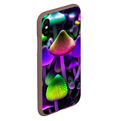 Чехол iPhone XS Max матовый Люминесцентные грибы, цвет: 3D-коричневый — фото 2
