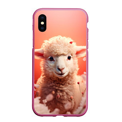 Чехол iPhone XS Max матовый Милая влюбленная овечка, цвет: 3D-малиновый
