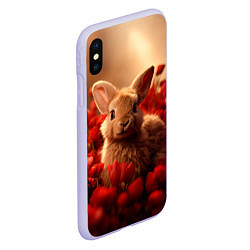 Чехол iPhone XS Max матовый Влюбленный кролик в розах, цвет: 3D-светло-сиреневый — фото 2