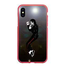 Чехол iPhone XS Max матовый Michael Jackson в прыжке, цвет: 3D-красный