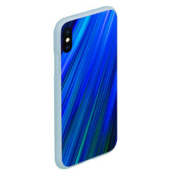 Чехол iPhone XS Max матовый Неоновые синии линии, цвет: 3D-голубой — фото 2