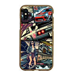 Чехол iPhone XS Max матовый Japanese cars art