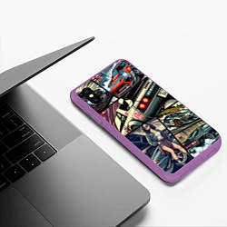 Чехол iPhone XS Max матовый Japanese cars art, цвет: 3D-фиолетовый — фото 2