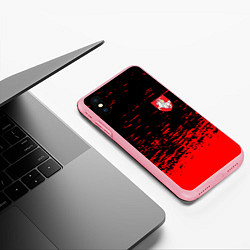 Чехол iPhone XS Max матовый Герб Белоруссии краски красные, цвет: 3D-баблгам — фото 2