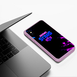 Чехол iPhone XS Max матовый Brawl stars neon, цвет: 3D-сиреневый — фото 2