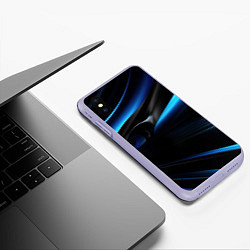 Чехол iPhone XS Max матовый Черная и синяя геометрическая абстракция, цвет: 3D-светло-сиреневый — фото 2